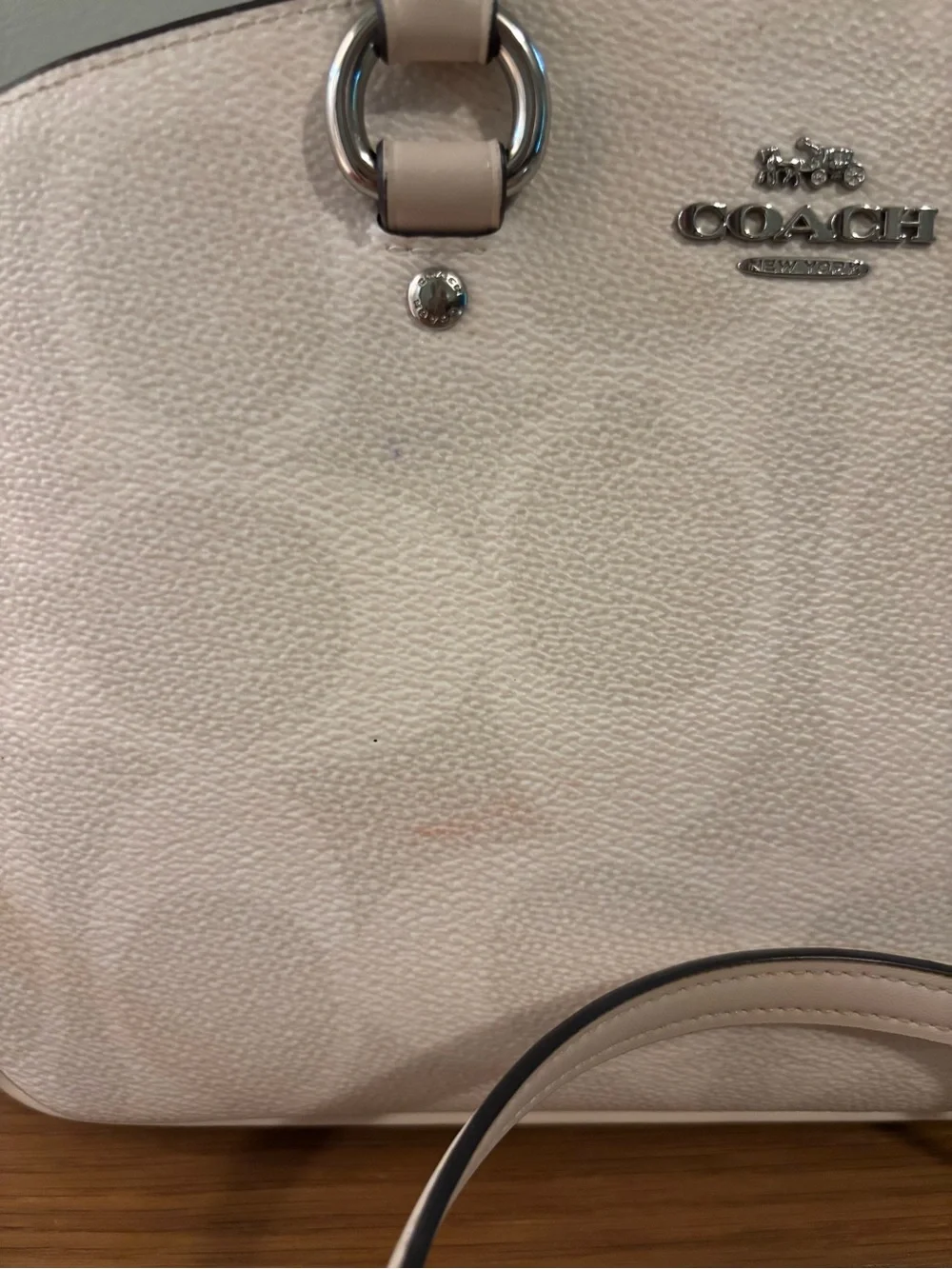 Coach Savannah Carryall Bag in a white signature canvas with silver hardware